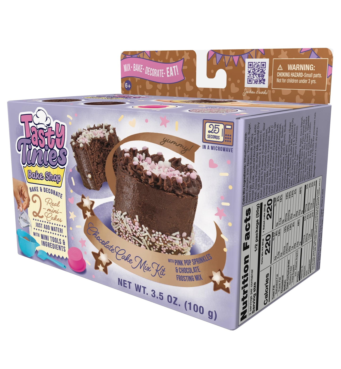 Goliath Tasty Tinies Bake Shop Chocolate Cake Mix Kit with Pink Pop Sprinkles & Chocolate Frosting Mix | Bake & Decorate 2 Real