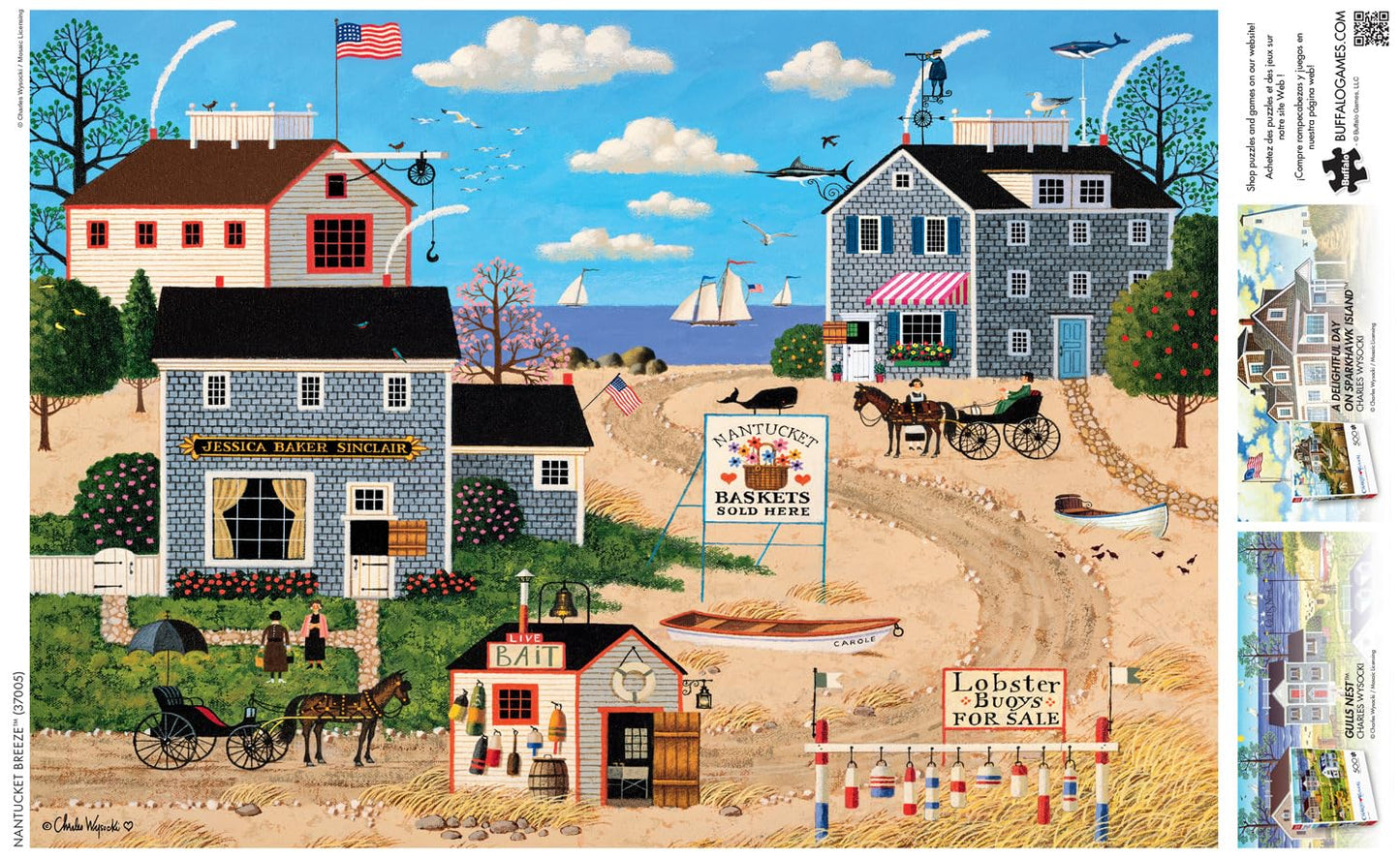 Buffalo Games 500 Piece Jigsaw Puzzle - Nantucket Breeze, Paper, Blue/White, 21.25 x 15.00 - Perfect for Game Nights