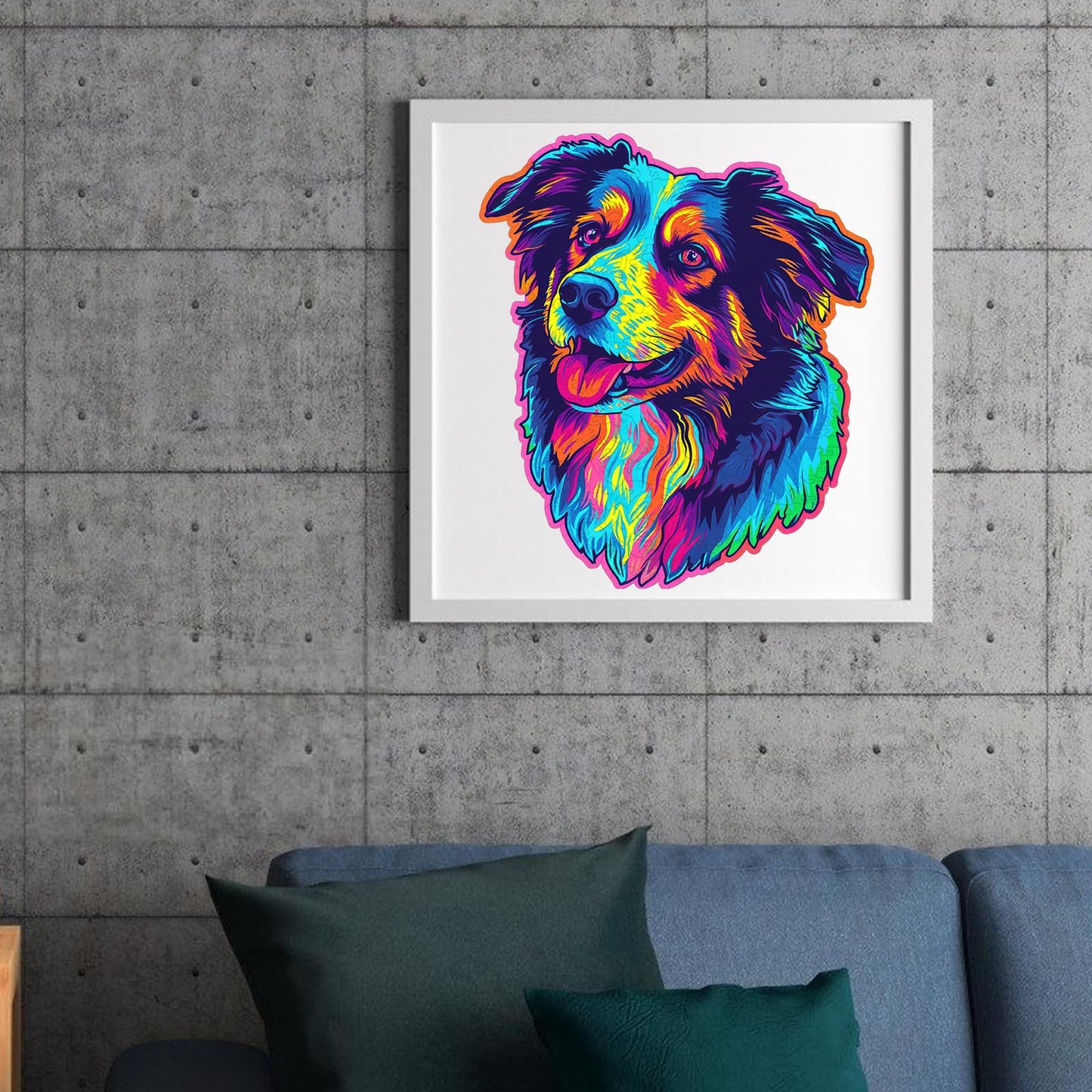 Australian Shepherd Dogs Wooden Puzzle Stained Colorful (9.7 * 11.2In-200Pcs) Art Painting Wooden Puzzle For Kids Adults, Birthd