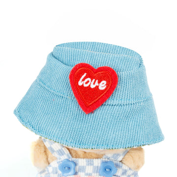 17cm Doll Clothes - Kawaii Chic Style Set for 17cm Dolls Cute Doll Outfit with Accessories - Blue and White Check Romper + Heart Shaped Blue Hat (NO Doll)