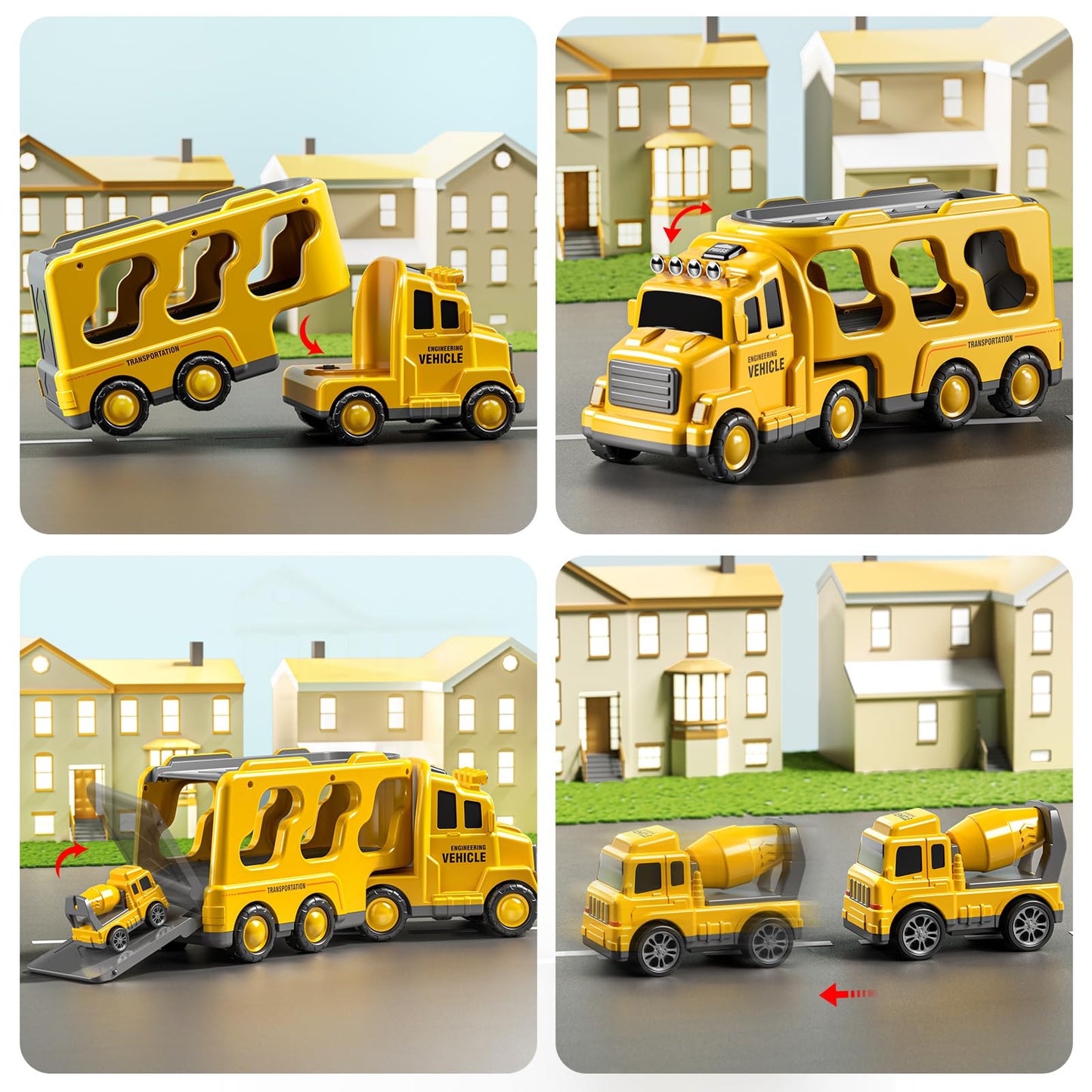 JUKUDAHU Truck Toys for 3 4 5 6 Years Old Boys, Toddler Car Toys for Toddler Boys Ages 3-5, Construction Toys Car Carrier Vehicl