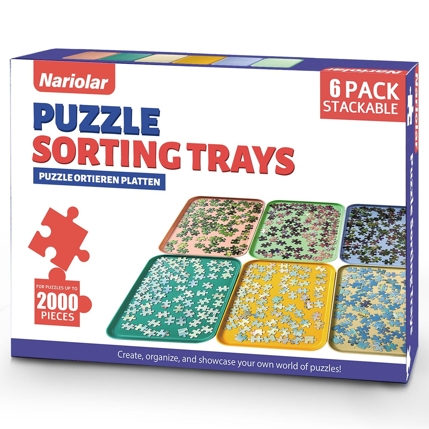 Nariolar 6 Pack Puzzle Sorting Trays for 1500-2000 Pieces - Medium Size Puzzle Organizer