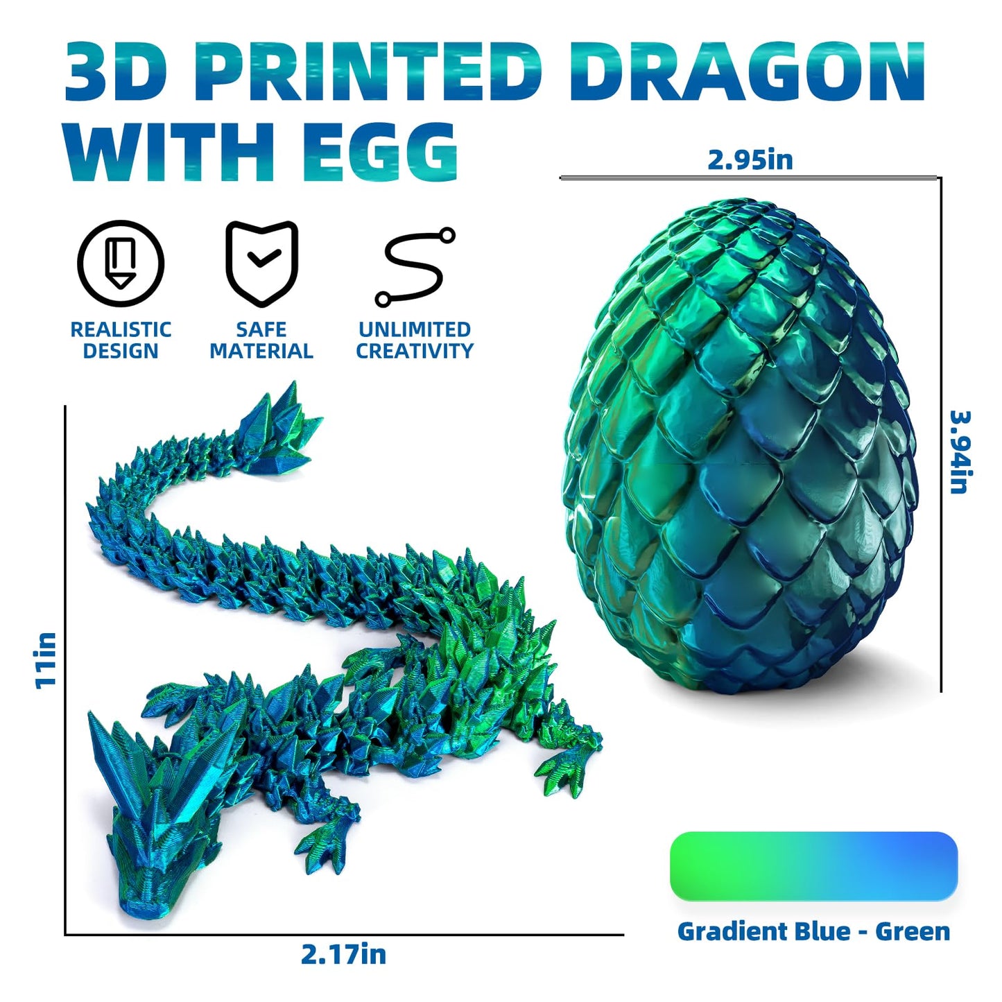 Letapapa 3D Printed Dragon, Dragon Eggs With Dragon Inside, Mythical 3D Dragon, Articulated Crystal Dragon, Dragon Egg Fidget To