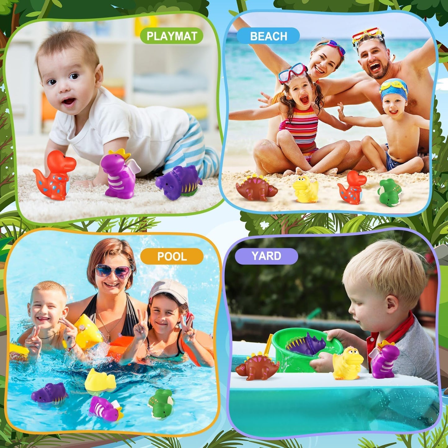 Color Changing No Hole Bath Toys For Kids Toddlers, Dinosaur Bath Toys For Kids With Drying Bag, Toddler Bath Toys Water Toys Fl