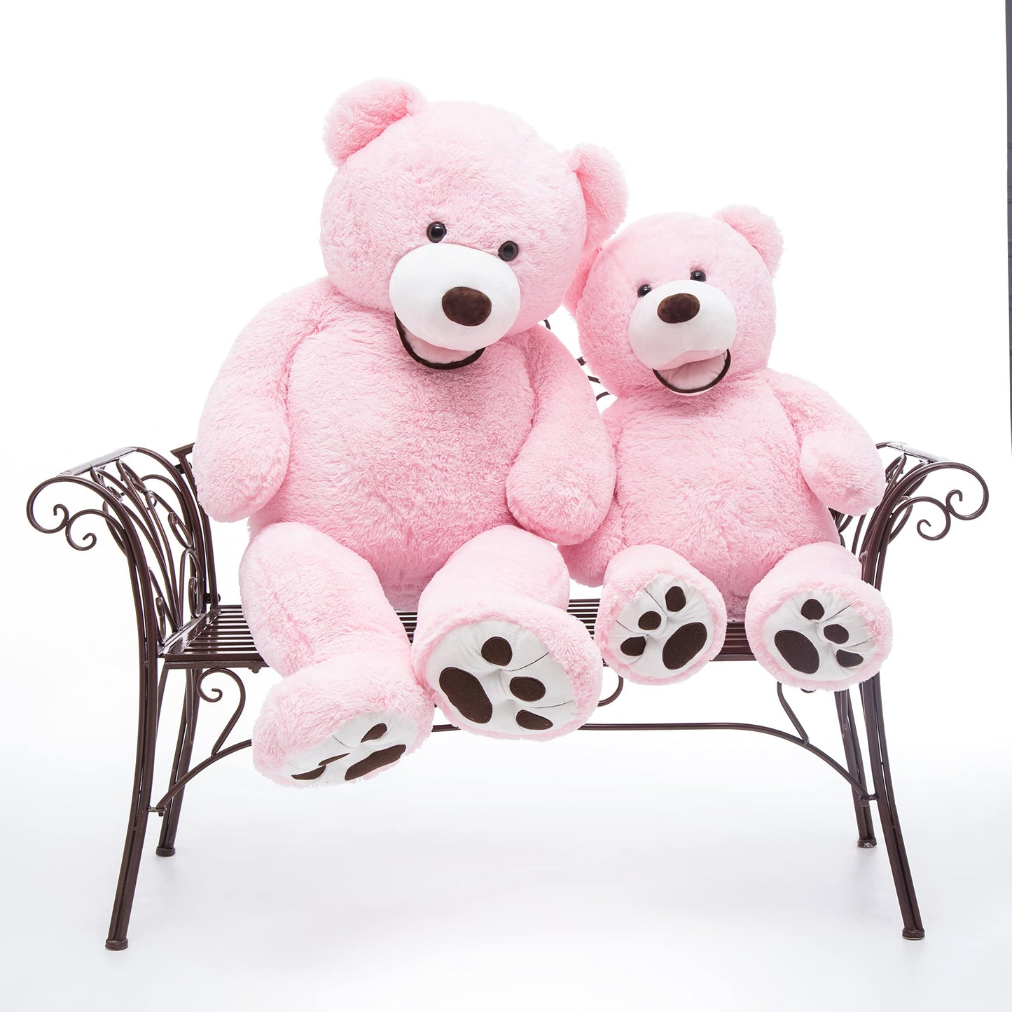 Morismos Giant Pinkteddy Bear 4 Feet, Big Pink Teddy Bear With Big Footprints 4.3Ft, Large Bear Stuffed Animals For Girlfriend G