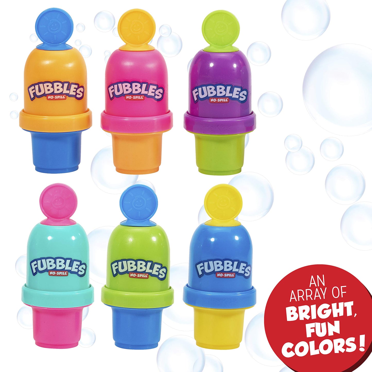 Fubbles Bubbles No-Spill Bubble Tumbler For Babies Toddlers And Kids | Includes 6Oz Bubble Solution And Bubble Wand (Tumbler Colors May Vary)(Pack Of 3)