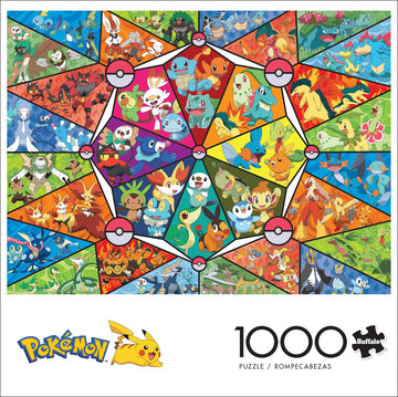 Buffalo Games Pokemon Stained Glass Starters 1000 Piece Jigsaw Puzzle - Large Multicolor - Challenging for Game Nights, Model 11833