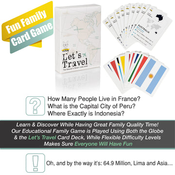 Smart Wallaby 9' Illuminated Educational Kids World Globe + Stem Flags & Countries Interactive Card Game. 3 In 1 Children Desktop Spinning Earth Political & Constellation Maps, Led Night Light Lamp