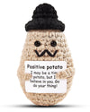 Dafuriet Funny Positive Potato Crochet Gift, 3.7In Handmade Kintted Wool Doll With Emotional Support Positive Card, Cute Cheer Up Gifts For Friends Dad Birthday Party Desktop Decors(Handsome Potato)