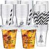 Foldtier 50 Pcs Death To My 20S Party Cups, Disposable Plastic Cups With Straws And Lids Clear Cup Birthday Party Supplies For K