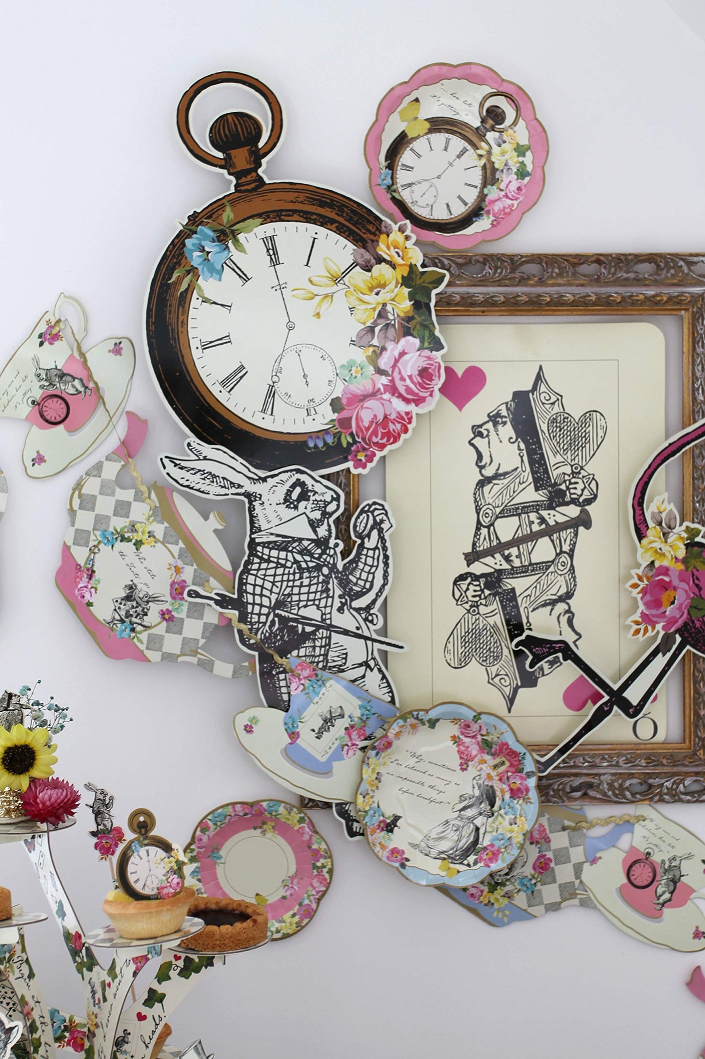 Alice in Wonderland Teapot Bunting Garland 13ft - Themed Decoration For Mad Hatter Tea Party, Birthday, Afternoon Tea, Baby Show