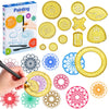 Chivao Spiral Art Gear Geometric Ruler Template, Gold Plastic Drawing Kit with Stencils and Pens for DIY Crafts