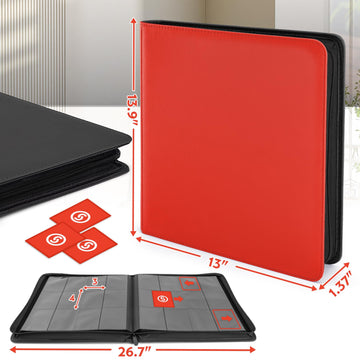 SMYV 12 Pocket Trading Card Binder enhanced PU Cover Card Binder for 720 Cards Ringless Side Loading Card Collection Album Folders for MTG TCG Game Cards & Sports Cards (Red)