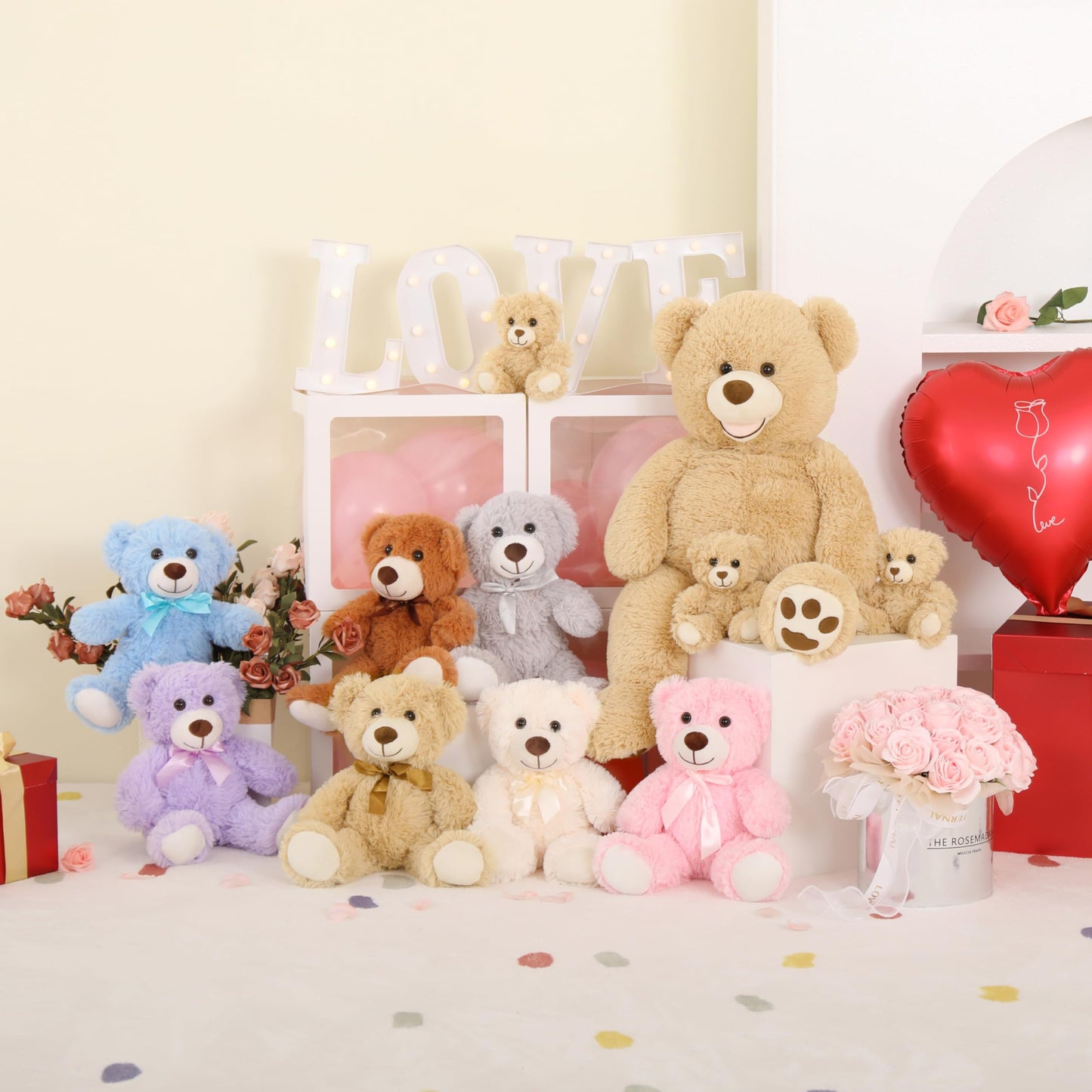 Morismos Giant Teddy Bear Stuffed Animals,28'' Mommy Stuffed Bear With 3 Baby Bears Inside Belly,4 Packs Bulk Teddy Bear For Bab