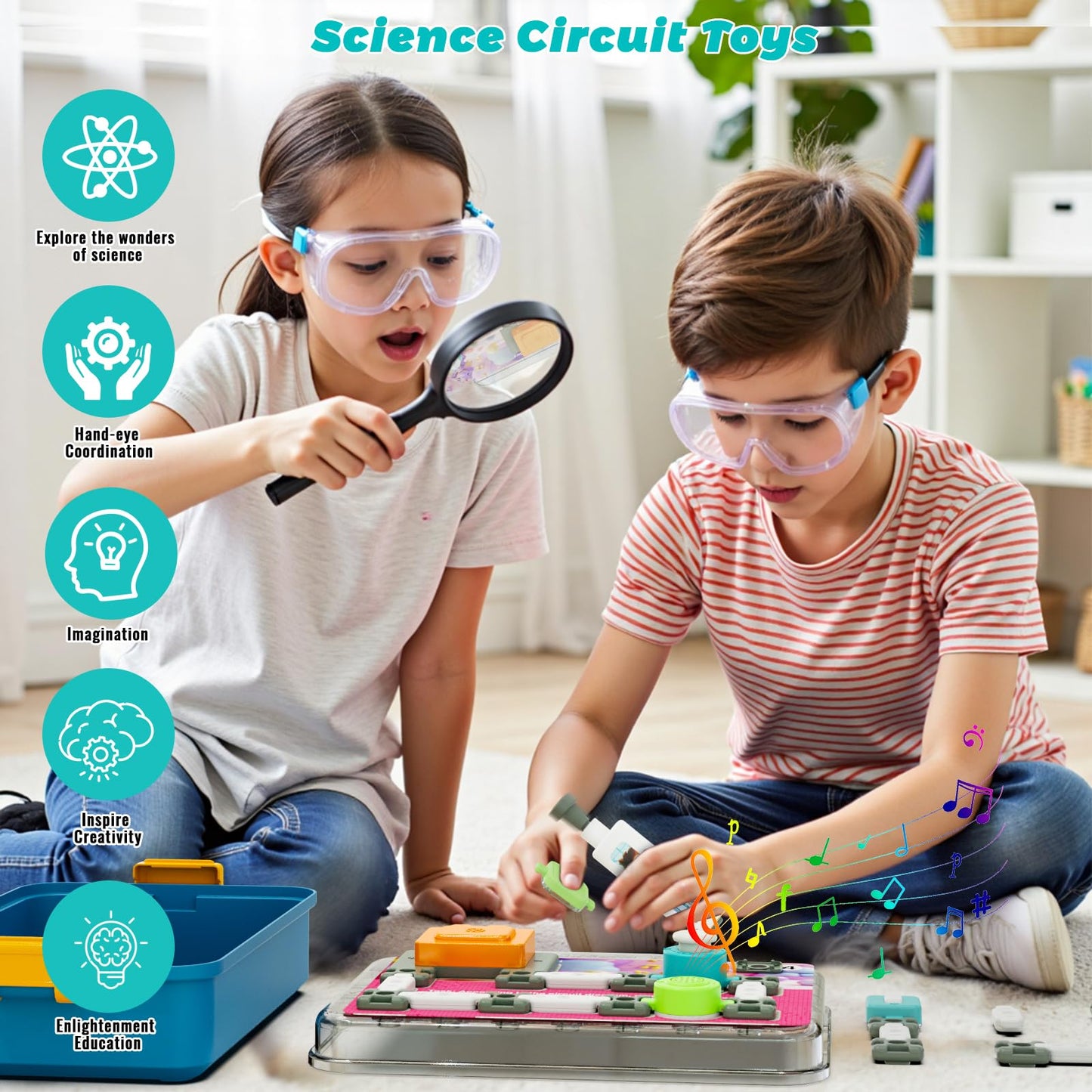 Science Kits for Kids Age 5-7 8-12 STEM Educational Learning Toys with 58 Circuit Parts Over 520 Projects Travel Sensory Table Fidget Toy for Boys Girls Birthday Gifts Ages 3 4 5 6 7 8 9 10 11 12