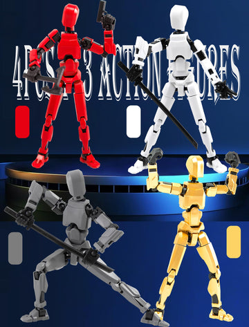 Sulliwayu 4Pcs Assembled Titan T13 Action Figures Set Lucky Dummy Nova 13 Action Figure Robot Anime Stick Figures Fidget Toys Fo