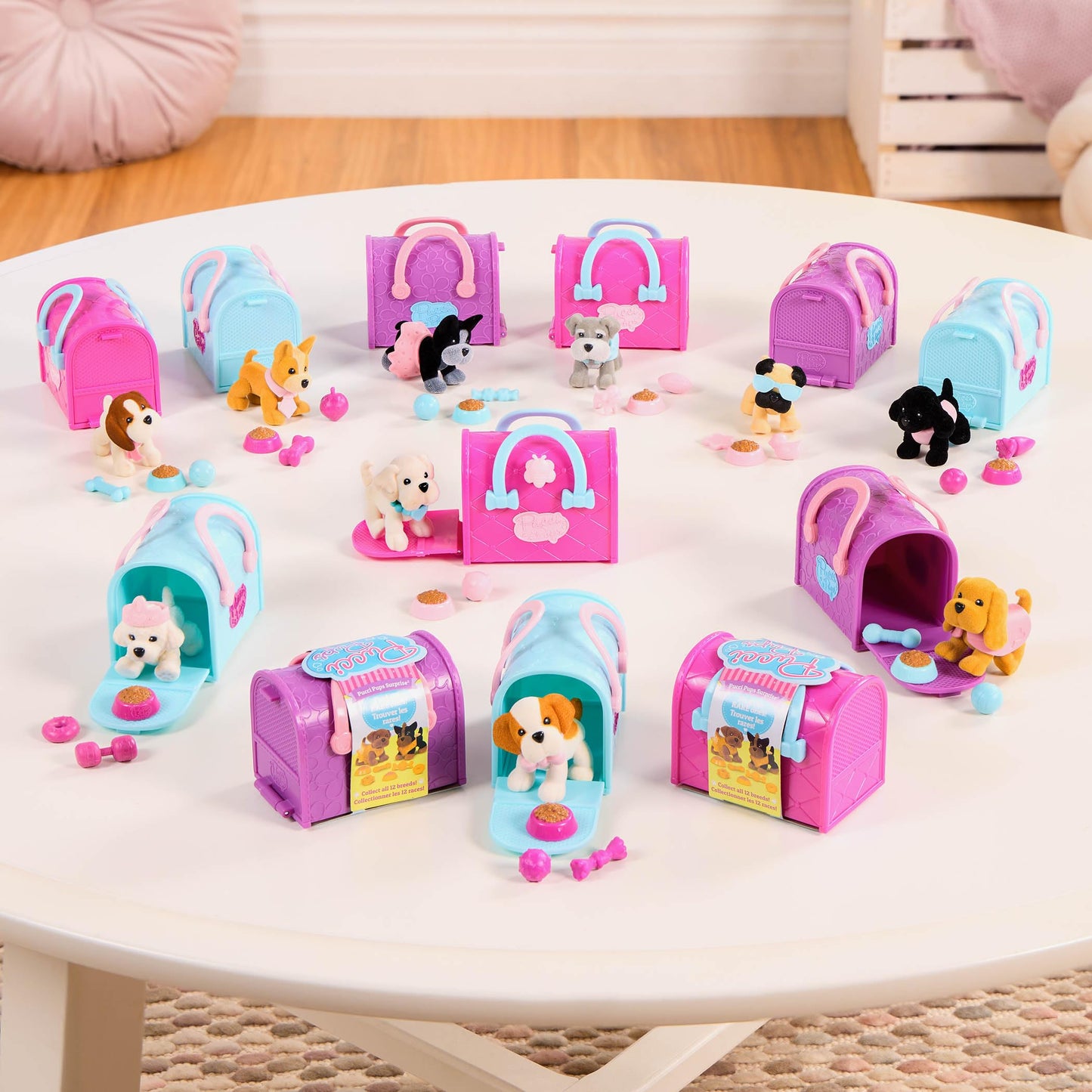 Pucci Pups - Collectible Puppy Set – 6 Toy Dogs Included – Carrier Purse – Food Bowls & Accessories – Toys For Kids 3+