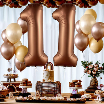 Katchon, Huge Coffee Brown 11 Balloons Number - 40 Inch, Brown Number Balloons 11 | Coffee Birthday Decorations For Boy | Brown Party Supplies | 11 Balloons Number For 11Th Birthday Party Decorations