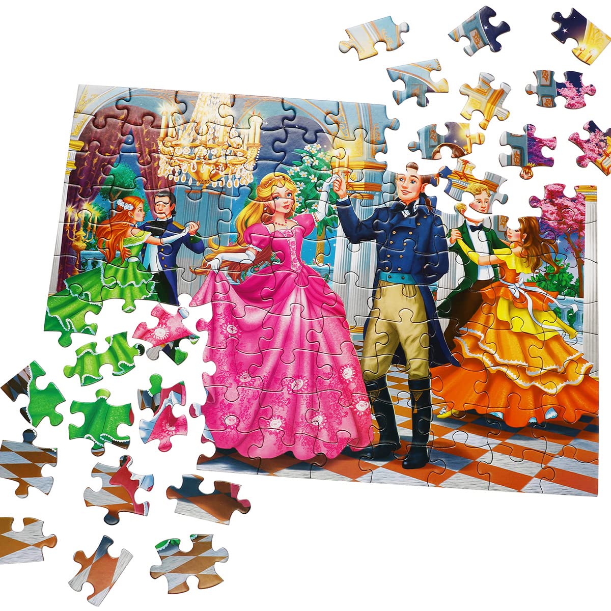 Jigsaw Puzzles For Kids Ages 4-8, 6-8, 8-10 - Princesses At The Dance - 100 Piece Princesses Puzzles For Children, Learning Educational Toys For 4 5 6 7 8 9 10 Year Old Girls