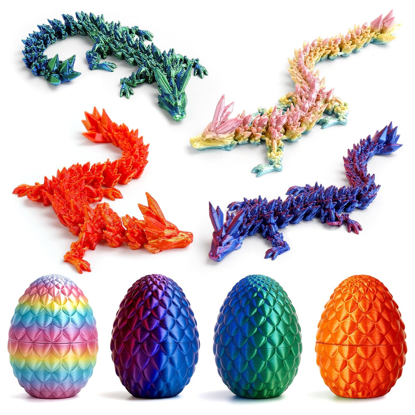 4Pcs 3D Printed Dragon Egg, Executive Desk Toys Dragon Eggs With Dragon Inside, Small 3D Printed Dragon Fidget Toys Autism Toys