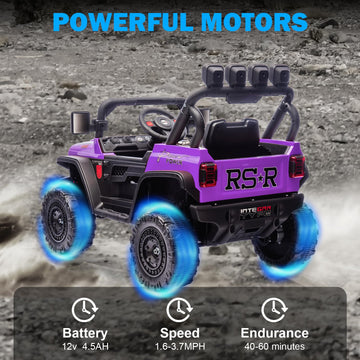 RunFast 12v Kids Ride on Car with Parent Remote Control Electric Ride on Toys for Kids 3-5 3.7mph Max Speed Battery Powered Large Seat with Safety Belt Aux Port Gift for Boy&Girl(Purple 12V)