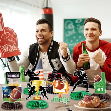 10 Pcs Football Party Decorations Football Honeycomb Centerpieces Double-Sided Football Table Centerpiece For Football Birthday Party Sports Tailgate Game Party Decorations Supplies Favors