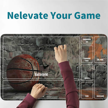 RWUTYTIUL Retro Basketball Card Playmat 24 X 14 Inch with Tube Bag, Card Gameplay Playmat with Zones Commander Deck Board MTG RP