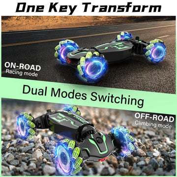 JAMIEWIN Remote Control Car Kids Toys, 4WD RC Drift Car Toy Cars,Gesture Sensing RC Stunt Car with Music Lights Sprayer,Double-S