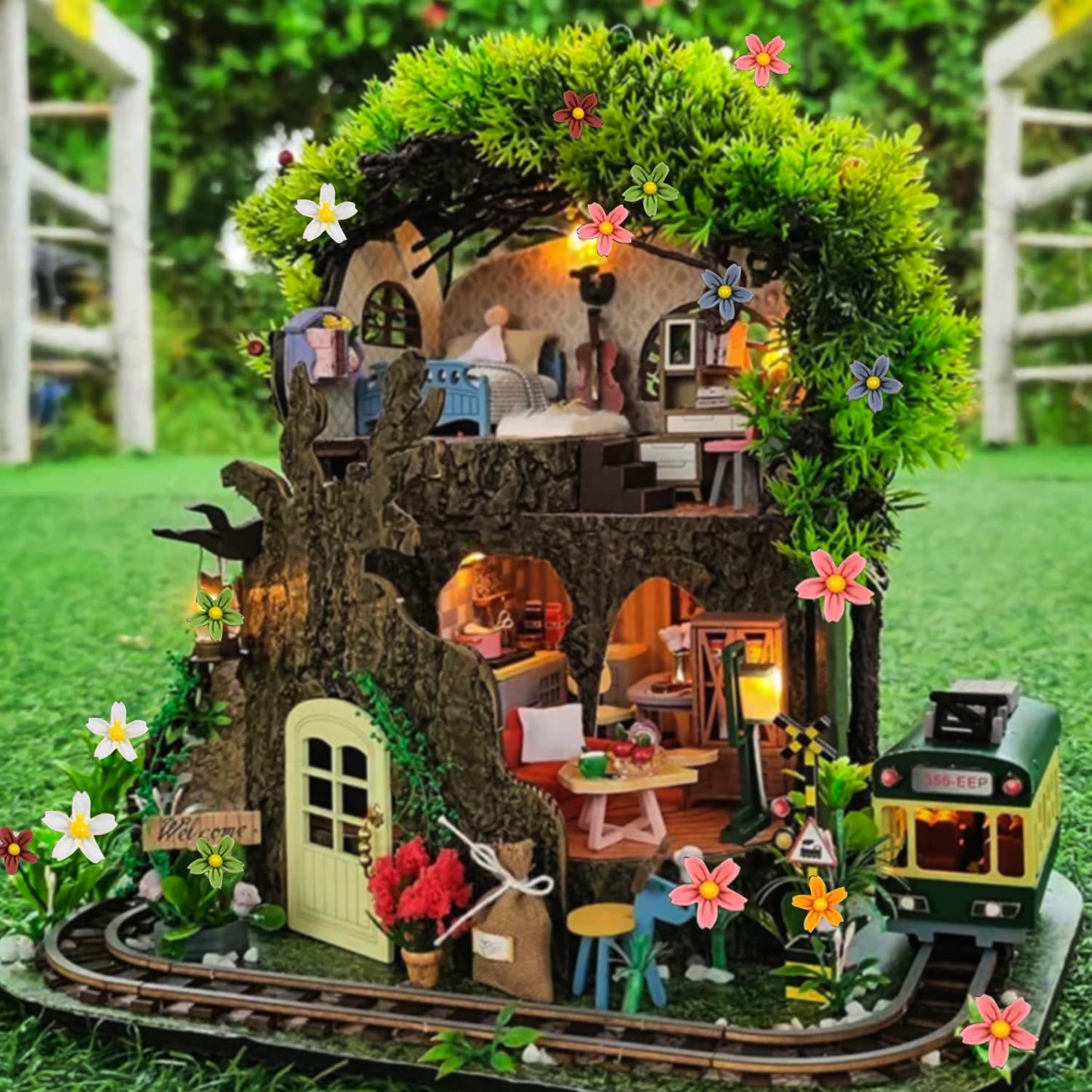 200Pcs Resin Daisy Flowers For Crafts Dollhouse Miniatures Resin Mini Things Tiny Daisy Flowers For Fairy Garden Dollhouse Micro