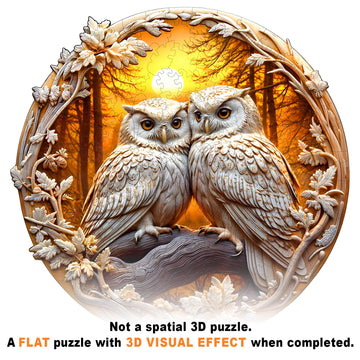 Wooden Puzzles for mature-themeds - Couple Owl Wooden Jigsaw Puzzle - Unique Animal Shaped Wood Puzzles mature-themed - Creative Birthday Gift Family Game 300pcs