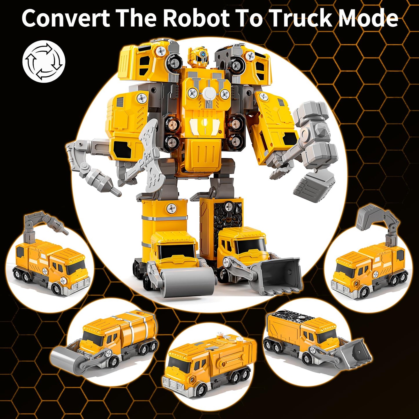 Watudou Toys For Ages 5-7, 5-In-1 Take Apart Vehicle Trucks Transform To Robot, 5 6 7 Year Old Boy Christmas Birthday Gift Ideas