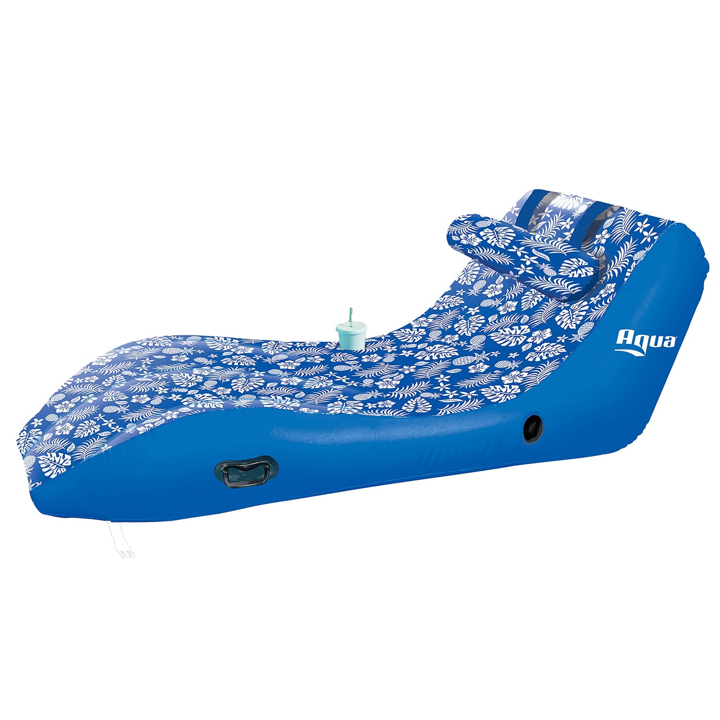 Aqua Ultra-Comfort Floating Pool Chair & Lake Raft With Pillow - 1-Person Heavy Duty Pool Float, Lake Floating Chair - Blue Pine