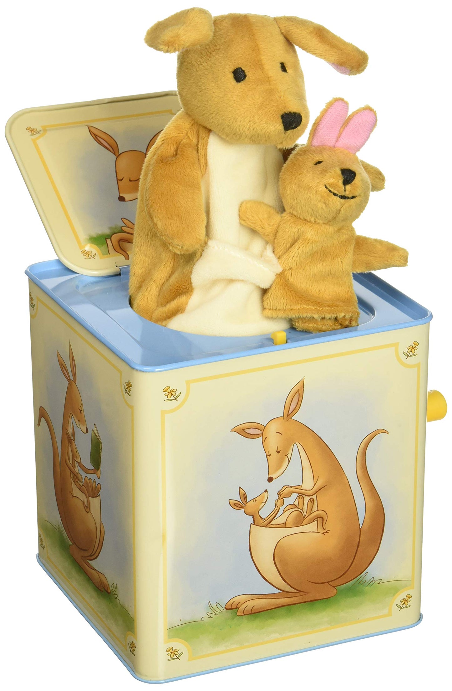 Schylling Jack in the Box Kangaroo Toy with Momma & Baby Joey Puppet, Plays Pop Goes The Weasel, Perfect for Toddlers 18mo+