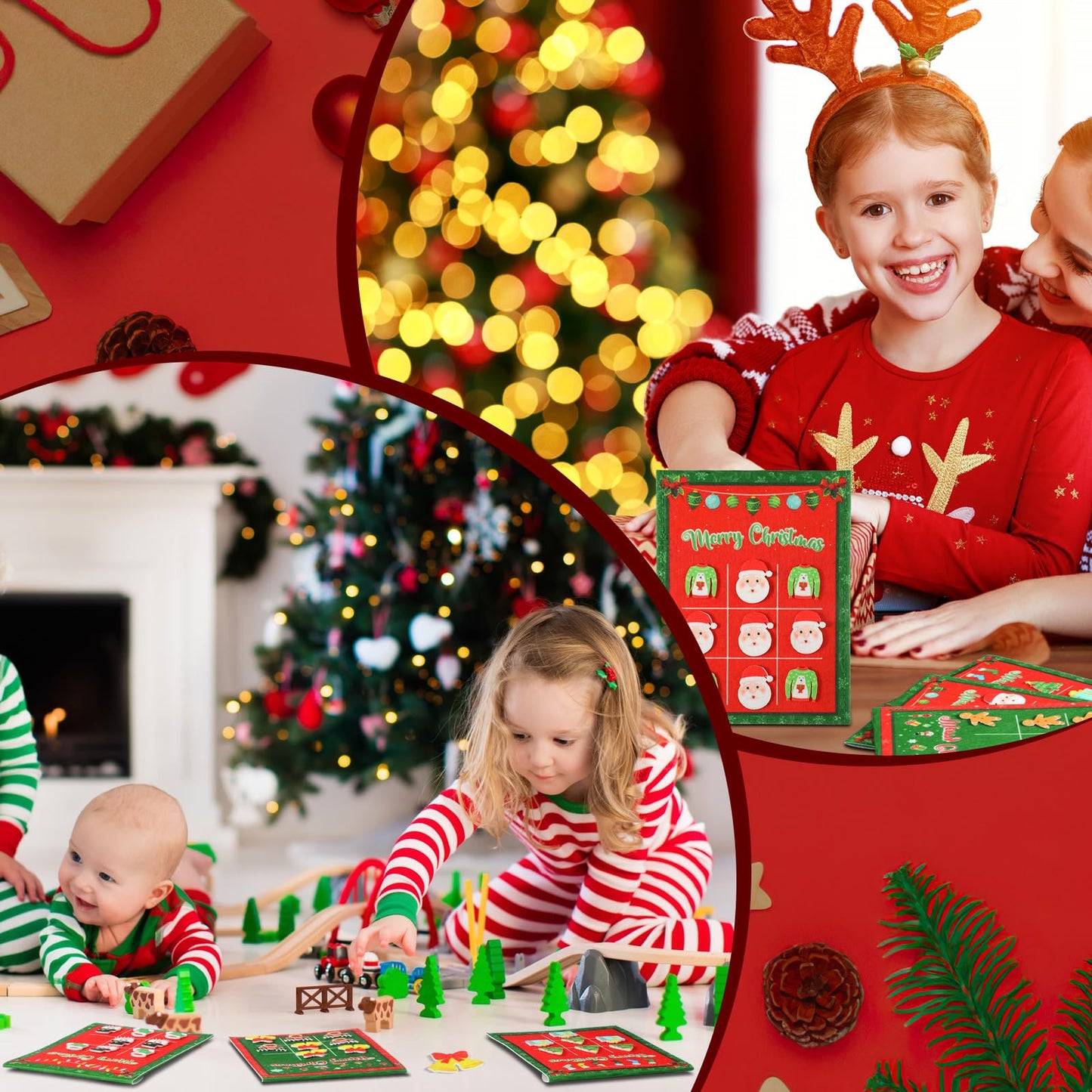 Capoda 24 Pack Christmas Party Favors Gift Christmas Tic Tac Toe Strategic Board Game For Family Happy Christmas Stocking Stuffe