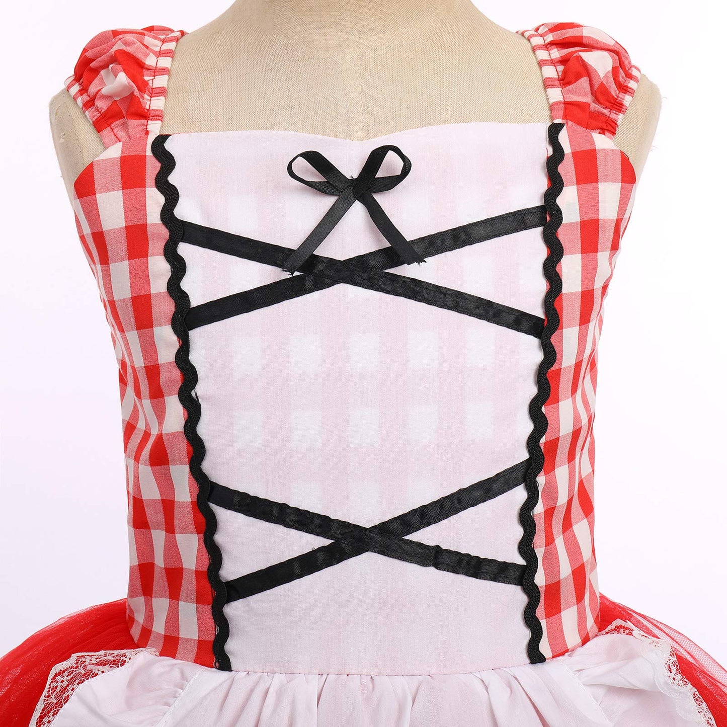 Imekis Little Red Riding Hood Costume Toddler Girls Baby 2Nd Halloween Outfit Fancy Cosplay Deluxe Storybook Plaid Maid Apron Dress Up Cape Cloak Kids Fairy Tale Princess Party Supply 18-24 Months