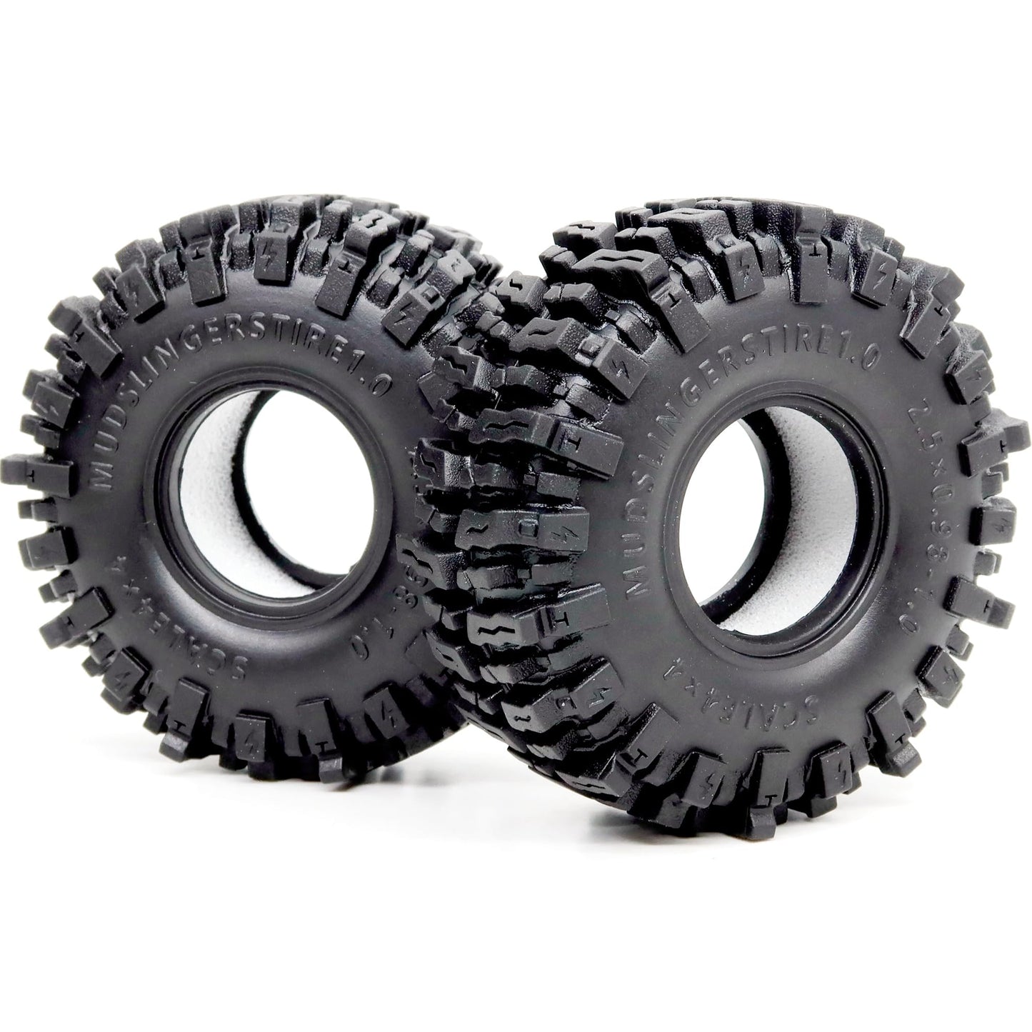 Hobbysoul 2Pcs 1.0 Tires 64 * 25Mm Soft Sticky Mud Slingers Tyres For Rc Crawler 1/24 Ax24 Scx24 Fcx24 1/18 Trx4M Upgrades