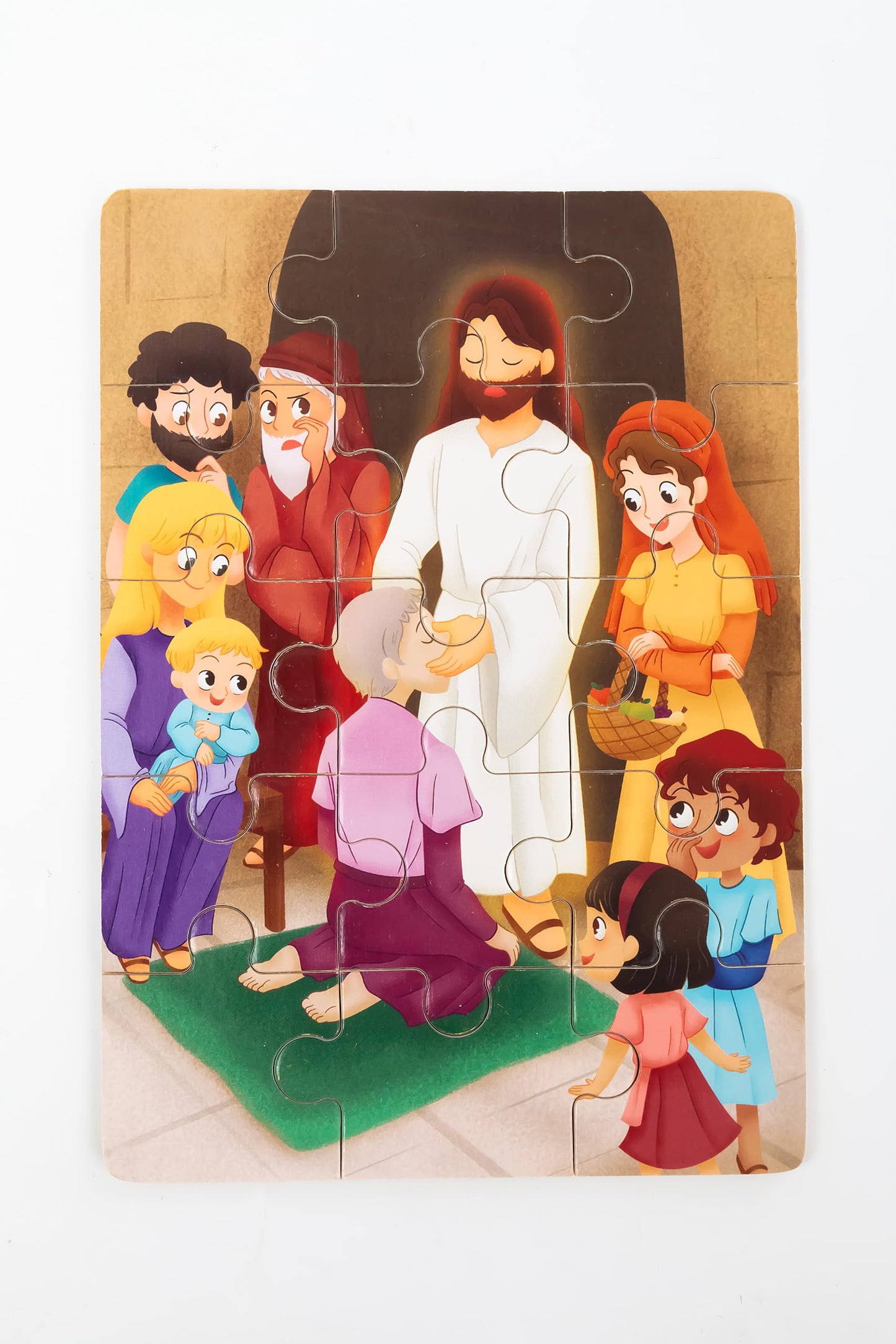 PEYO PALS Bible Puzzles for Kids Ages 4-6 | 4-in-1 Wooden Jigsaw Puzzles in Box (15 pcs Each) | Christian Gifts for Kids | Presc