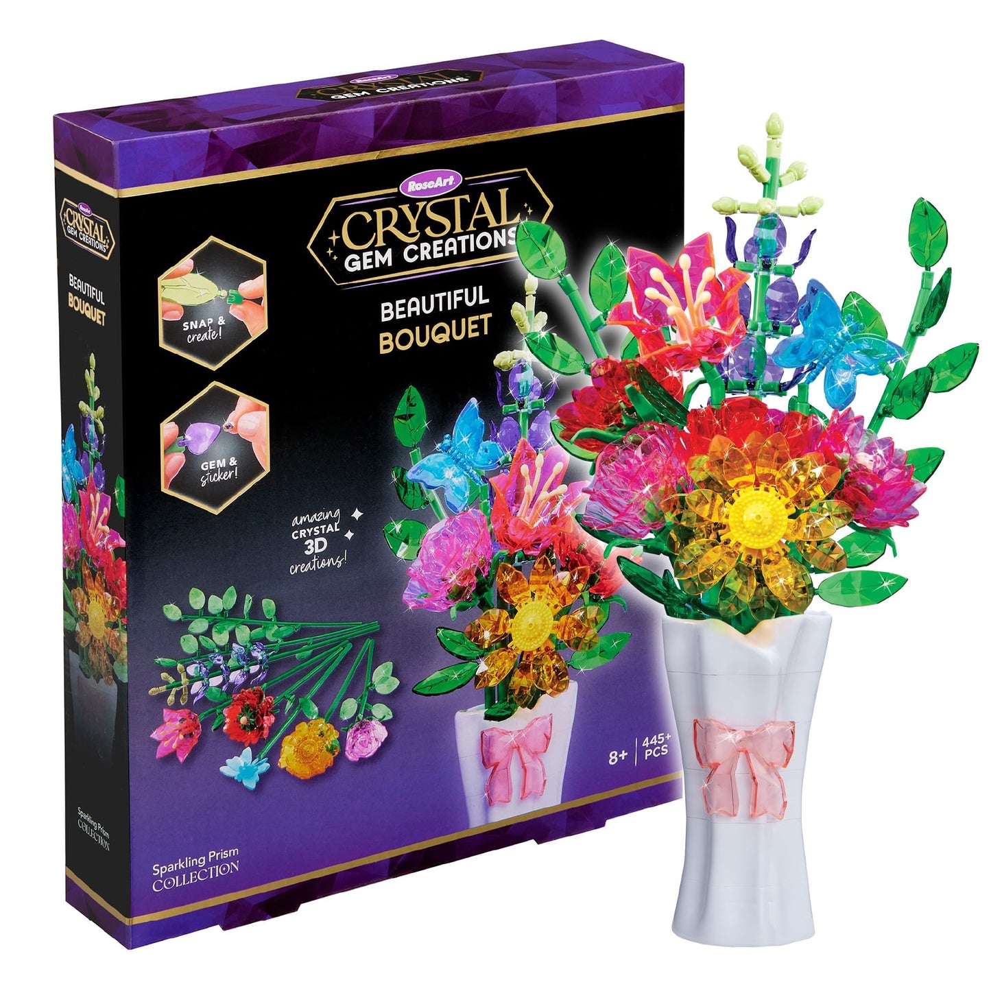 RoseArt Crystal Gem Creations Beautiful Jewel Bouquet Kit, 275 Pieces, Great for Adults, Tweens and Children Ages 8+