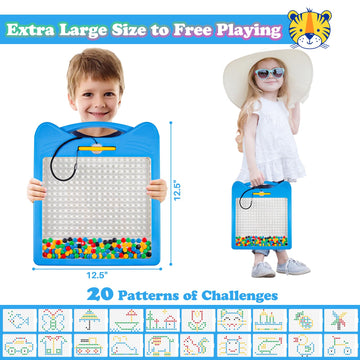 Extra Large Magnetic Drawing Board for Kids, Magnet Doodle Board with 2 Stylus Pen and Beads, Magnetic Dot Art Fine Motor Skills