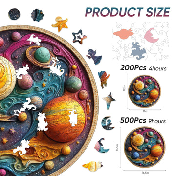 Wooden Puzzles for mature-themeds Solar System t Wooden Jigsaw Puzzles Unique Shape mature-themed Puzzles Irregular Wood Creative Gift for mature-themeds and Kids Family Game(11.1 * 11.2 in-200pcs)