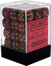 Chessex Gemini Opaque 12mm d6 Black-red with gold Dice Block