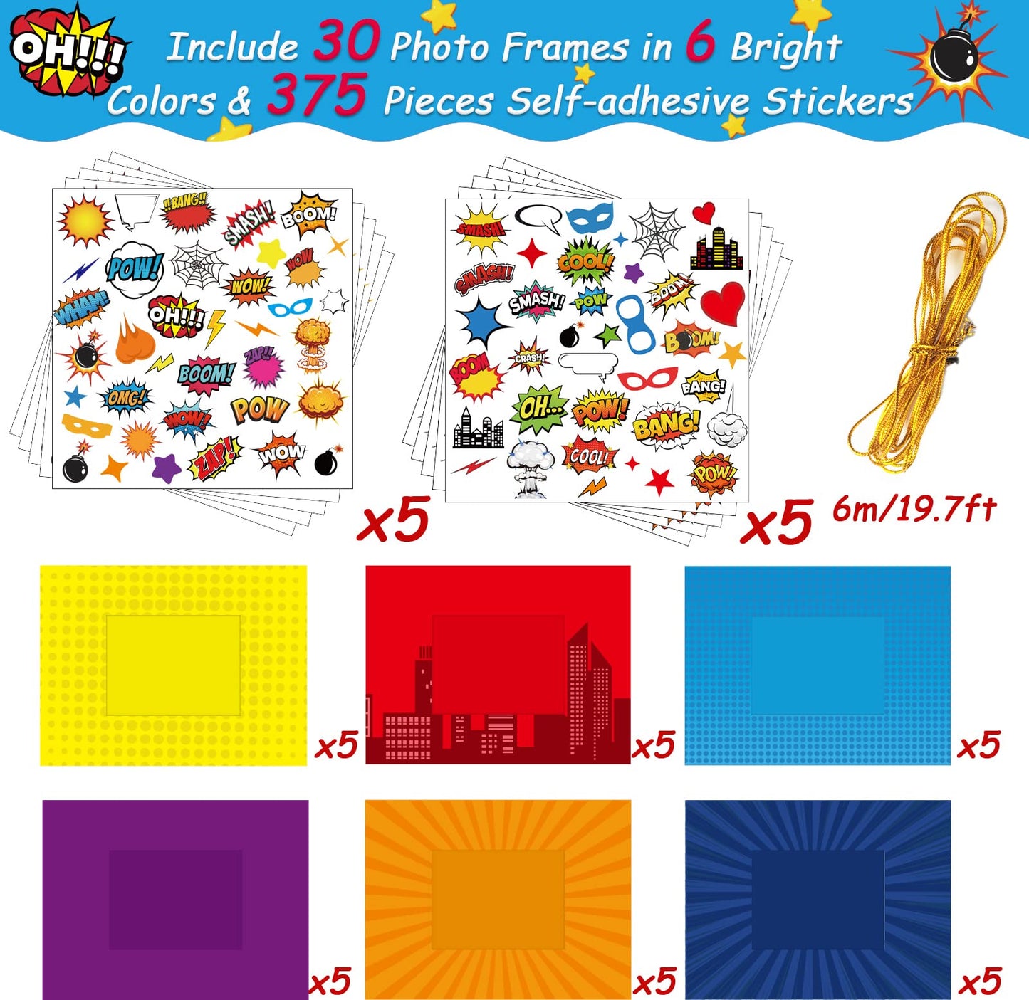 Chiazllta 30 Pack Super Theme Hero Diy Picture Frame Craft Kit For Kids Fashion Hero Diy Photograph Craft Hero Children Stickers