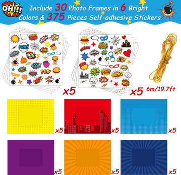 Chiazllta 30 Pack Super Theme Hero Diy Picture Frame Craft Kit For Kids Fashion Hero Diy Photograph Craft Hero Children Stickers