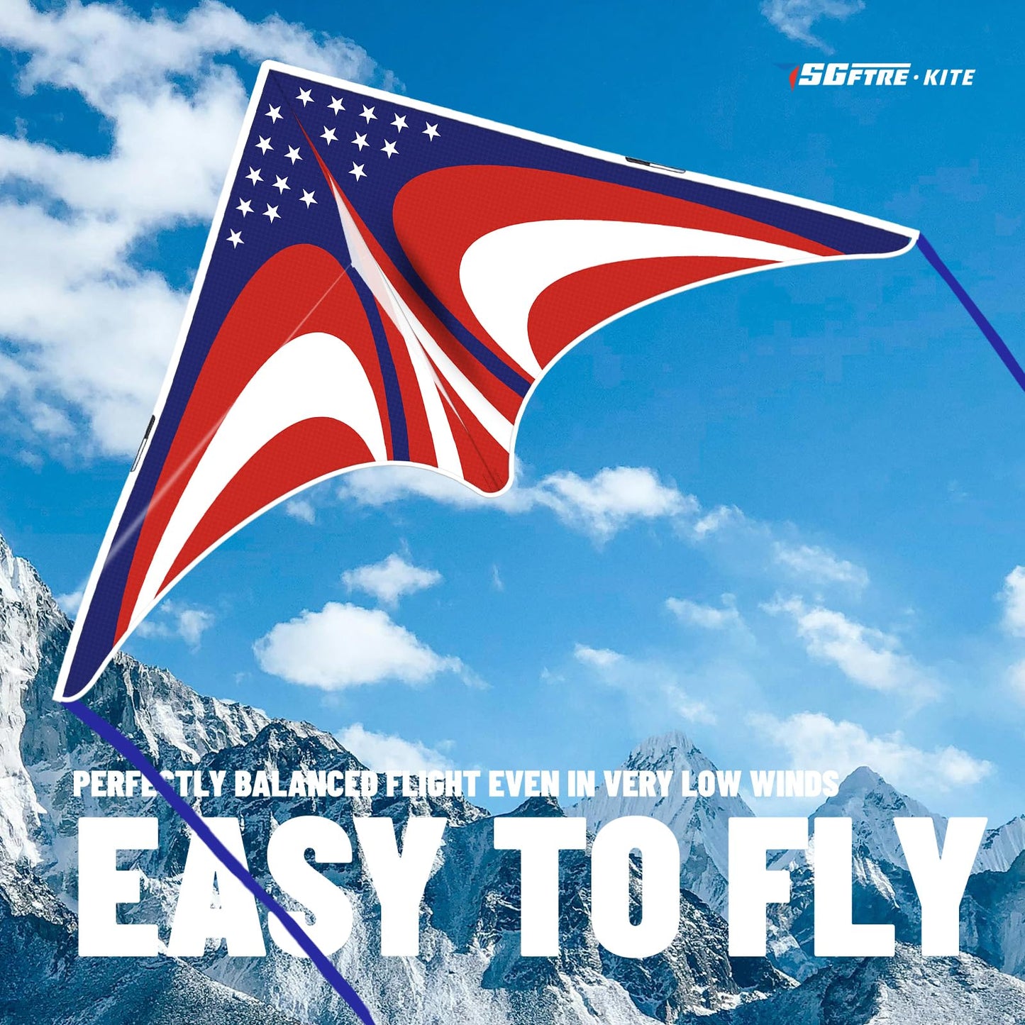 Sgftre Delta American Flag Kite For Easy To Fly Beach Kite For Fun Family Activities, Kites For Adults And Kids Ages 8-12 (Ameri