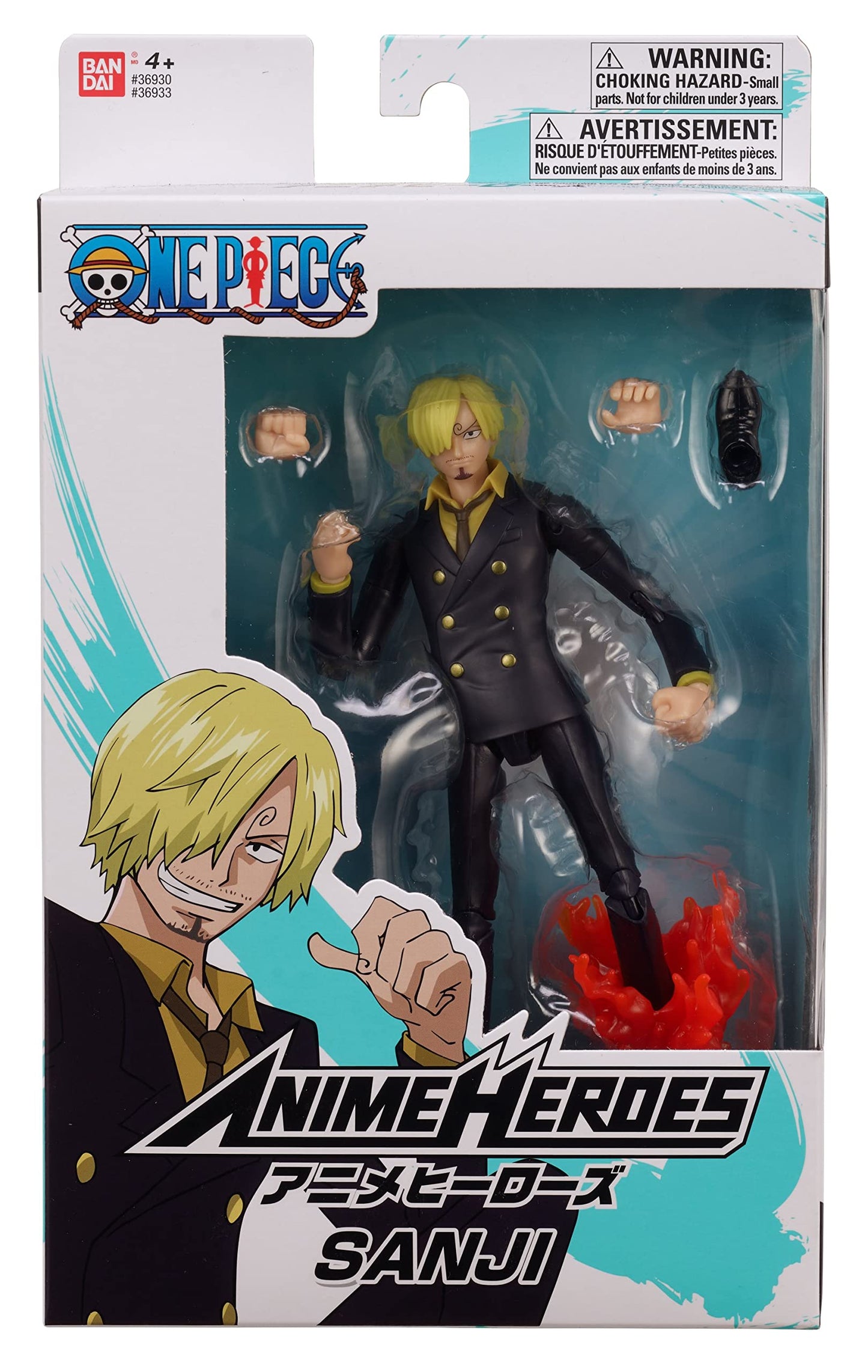 BANDAI Anime Heroes One Piece Figures Sanji Action Figure | 17cm Articulated Sanji Anime Figure with Swappable Arms and Faces One Piece Action Figures Pirate Toys Range