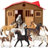 8 In 1 Horse Toy Set For Girl Age 6-12, 8 Pcs Realistic 5 Inch Plastic Horse Figure With Horse Stable, Horse Toy Figurine Farm A
