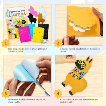 Vkpi 4 Pieces Eva Foam Art Crafts Gift Kit, Creative Make Your Own Llamas, Cartoon Foam Paper Craft Projects For Kids Ages 4+ To