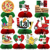 DTOFOOT Italian Party Decorations,10 Pack Italy Honeycomb Centerpieces Red White and Green Table Decor for Italian Themed Birthd