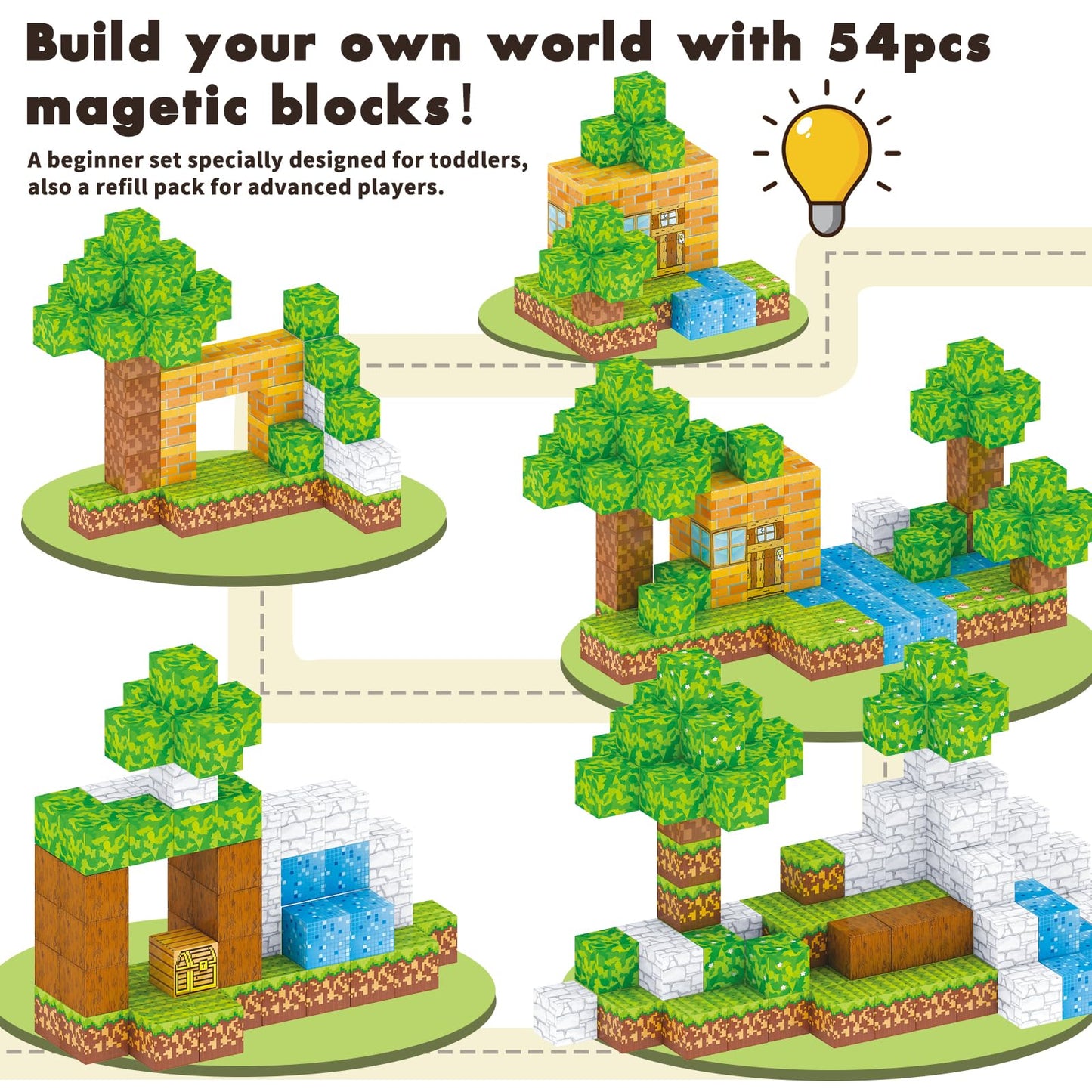 Magnetic Blocks For Kids,Building Toys For Boys & Girls Ages 3-5 6-8 8-12. Stem Learning, Montessori, Fidget, Sensory Cubes. Mag