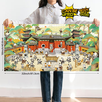 Puzzles For Adults 1000 Pieces, Momibook Jigsaw Puzzles Of Animal Chinese Panda, Painting Image 81.3X40.6Cm(32''X16'') Toys & Ga